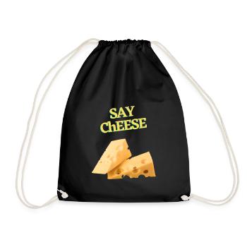 SAY CHEESE Käse Geschenkidee Cheese Käseliebe - Turnbeutel - Schwarz - Vorne