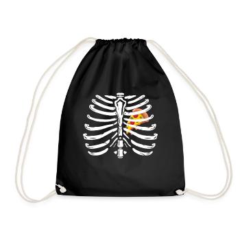 Xray Skeleton Rib Cage Pizza Lover Funny - Drawstring Bag - black - Front