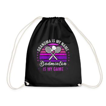 Badminton Grandma Retro Sunset Badminton Player - Turnbeutel - Schwarz - Vorne