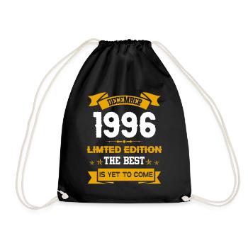 December 1996 Birthday present - Drawstring Bag - black - Front