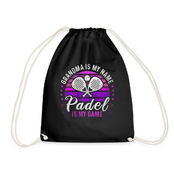 Padel Grandma Retro Sunset Padel Player - Drawstring Bag - black - Front
