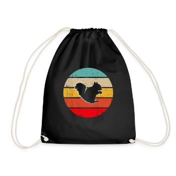 Squirrel Retro - Drawstring Bag - black - Front