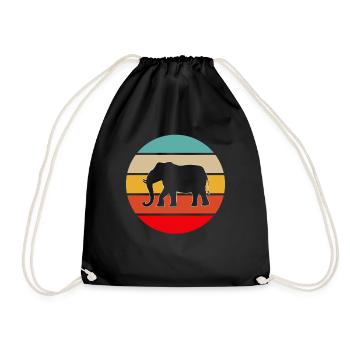 Elefant Retro - Turnbeutel - Schwarz - Vorne