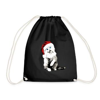 Chat avec chapeau de Noël Noël Noël - Sac de sport léger - noir - Devant
