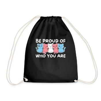 Trans Flag Gay Pride LGBTQ Katze - Turnbeutel - Schwarz - Vorne