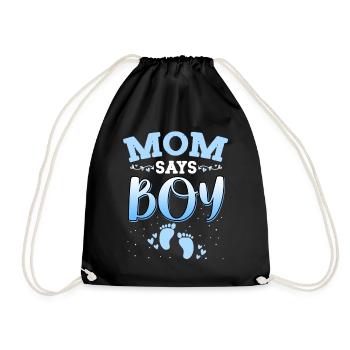 Mom Says Girl Gender Reveal Newborn Girl Baby - Drawstring Bag - black - Front