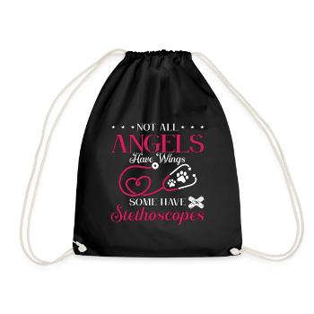 Veterinary Not All Angels Have Pets Veterinarian - Drawstring Bag - black - Front