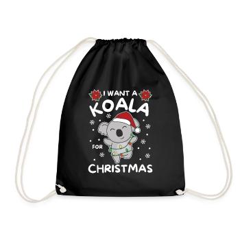 I want a koala for Christmas cute koalas - Drawstring Bag - black - Front