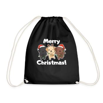Labrador Joyeux Noël mignons chiens - Sac de sport léger - noir - Devant