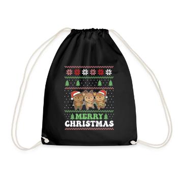 Joyeux Noël rétro moche cerf de Noël - Sac de sport léger - noir - Devant