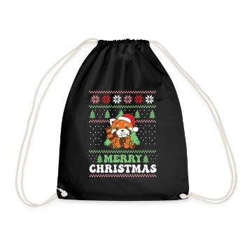 Joyeux Noël rétro moche Noël Panda roux - Sac de sport léger - noir - Devant