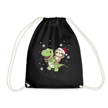 Faultier Trex Weihnachten Schnee Winter Tiere - Turnbeutel - Schwarz - Vorne