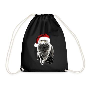 Britisch Kurzhaar Katze mit Weihnachtsmütze xmas - Turnbeutel - Schwarz - Vorne