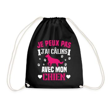je peux pas j'ai câlins avec mon chien humour - Sac de sport léger - noir - Devant