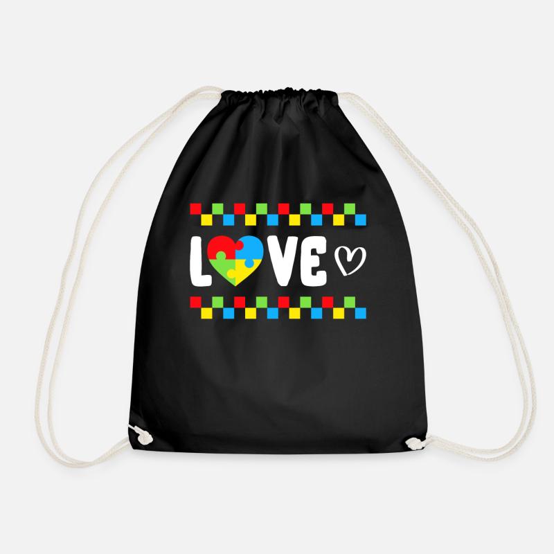 Autism Awareness Shirt, Liebe Puzzle Teile Tee, - Turnbeutel - Schwarz