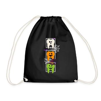 Halloween Shirt, Teeth Ghost Pumpkin Witch - Drawstring Bag - black - Front