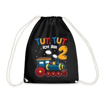 2. Geburtstag, 2 Jahre Züge! Kids, Boy Junge Zug - Turnbeutel - Schwarz - Vorne