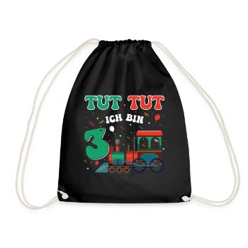 3ème anniversaire, 3 ans trains Lok Kids, garçon garçon - Sac de sport léger - noir - Devant