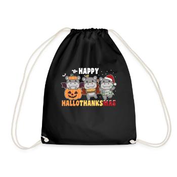 Joyeux Hellothanksmas Hippos Noël Hippopotame - Sac de sport léger - noir - Devant