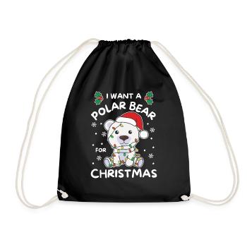 Je veux un ours polaire pour Noël mignons ours polaires - Sac de sport léger - noir - Devant