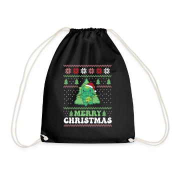 Merry Christmas retro ugly christmas Drache - Turnbeutel - Schwarz - Vorne