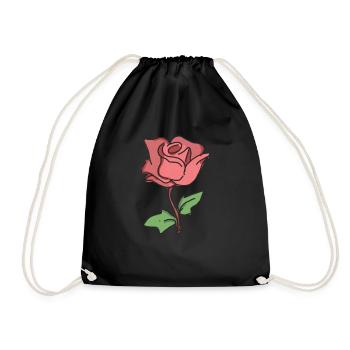 Rose Red Rose Hand-drawn - Drawstring Bag - black - Front