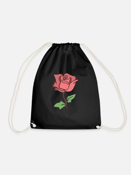 Rose Rote Rose Handgezeichnet - Turnbeutel - Schwarz