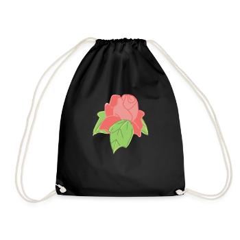 Rose Red Rose Hand-drawn - Drawstring Bag - black - Front