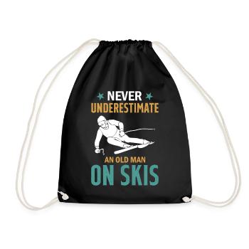 Ski Winter Skiing - Never Underestimate An Old Man - Drawstring Bag - black - Front