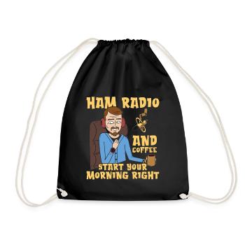 Ham Radio And Coffee Starts Amateur Radio Operator - Drawstring Bag - black - Front