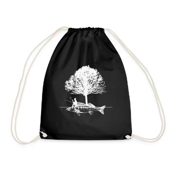 Angler outfit for fishing and fishing, fish - Drawstring Bag - black - Front