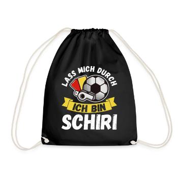 Schiri Unparteiischer Fußball Schiedsrichter - Turnbeutel - Schwarz - Vorne