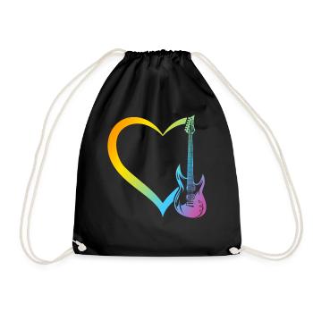 Guitar Heart - Bass Guitar Heart Bass Guitarist - Drawstring Bag - black - Front