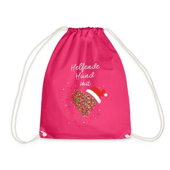 Helfende Hand mit Herz Ehrenamt Weihnachtsmotiv - Turnbeutel - Fuchsia - Vorne