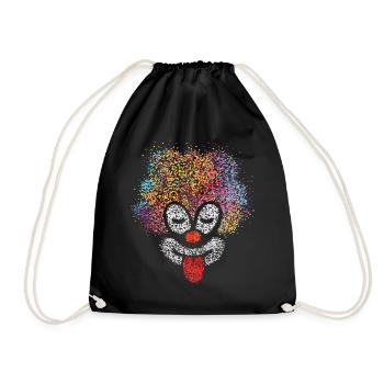 Karneval Clown Fasching Konfetti Fastelovend - Turnbeutel - Schwarz - Vorne