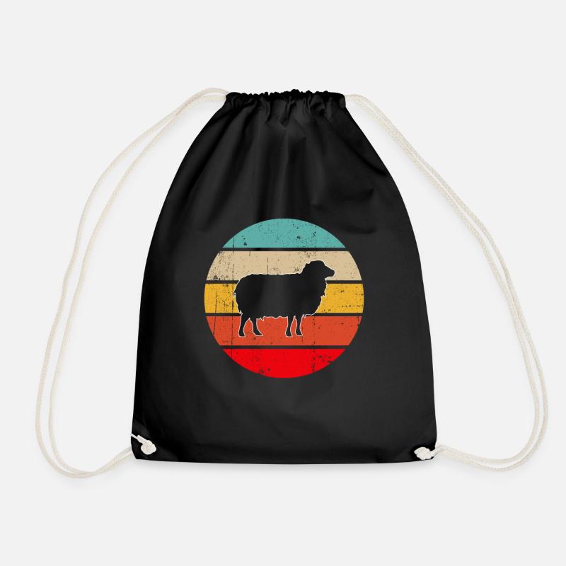 Schaf Retro - Turnbeutel - Schwarz