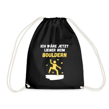 Ich wäre jetzt lieber beim Bouldern - Turnbeutel - Schwarz - Vorne