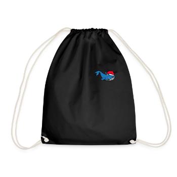 Blue Whale Pixelated Christmas - Funny Blue Whale - Drawstring Bag - black - Front