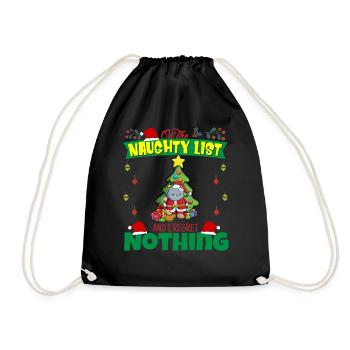 On The Naughty List And I Regret Nothing Santa - Drawstring Bag - black - Front
