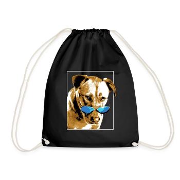 Dog with Sunglasses Retro Vintage Style - Drawstring Bag - black - Front