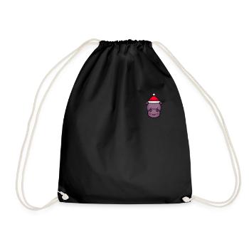 Hippo Pixelated Christmas - Funny Hippo - Drawstring Bag - black - Front