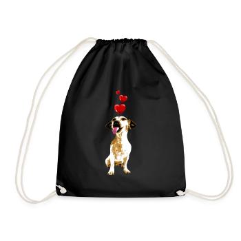 Chihuahua Dog with Hearts Dog Motif Vintage - Drawstring Bag - black - Front