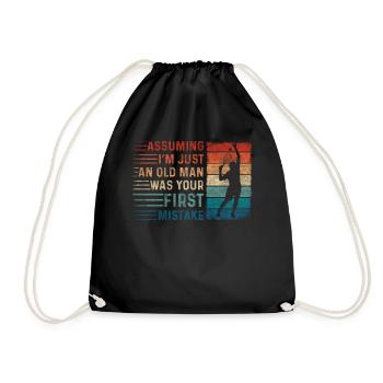 Assuming Im Just An Old Man Mistake Racquetball - Drawstring Bag - black - Front
