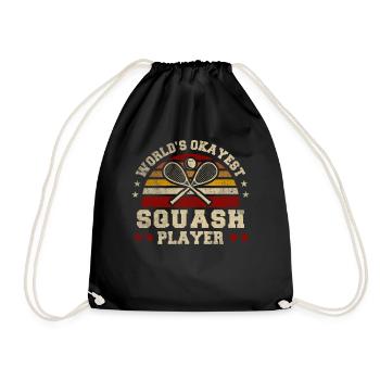 Worlds Okayest Squash Player Retro Squash - Drawstring Bag - black - Front