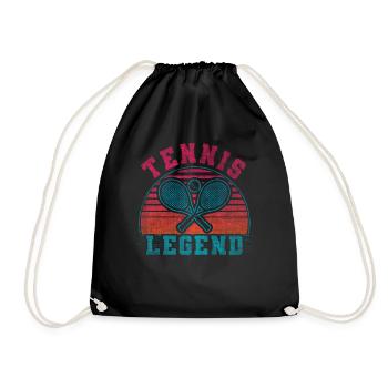 Cool Retro Crossing Rackets Tennis Legend - Drawstring Bag - black - Front