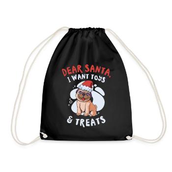 Lieber Weihnachtsmann Hund Mops Haustier - Turnbeutel - Schwarz - Vorne