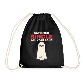 Single Satisfied Relationship Status Solo Single - Drawstring Bag - black - Front