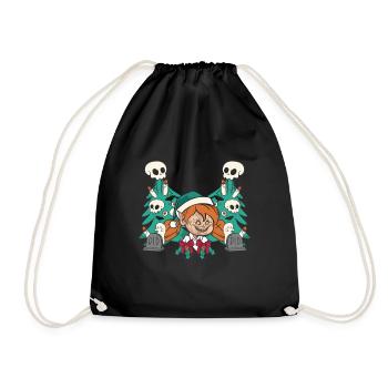 Evil Christmas Elf Zombie Holiday Horror - Drawstring Bag - black - Front