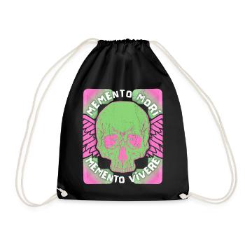 Memento Mori Memento Vivere Skull Saying - Drawstring Bag - black - Front
