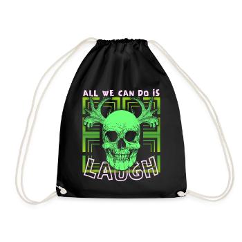 Skull, laughing skull, funny saying - Drawstring Bag - black - Front